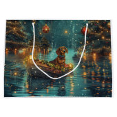 Teckel Kerst Feestelijke reis Groot Cadeauzakje (Voorkant)