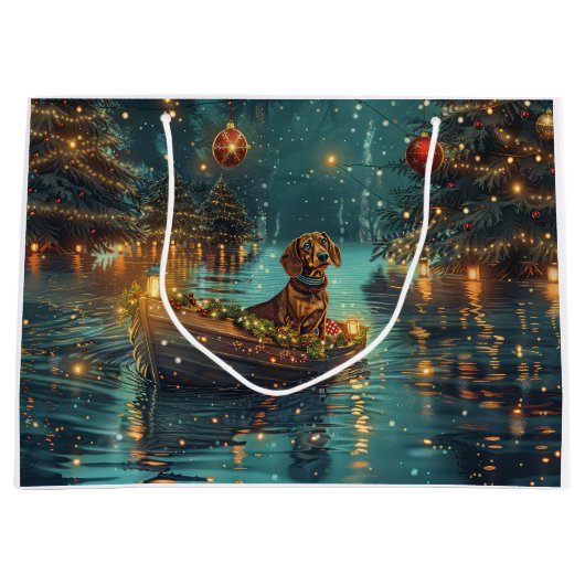 Teckel Kerst Feestelijke reis Groot Cadeauzakje (Voorkant)