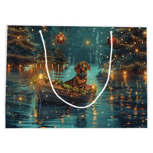 Teckel Kerst Feestelijke reis Groot Cadeauzakje (Achterkant)