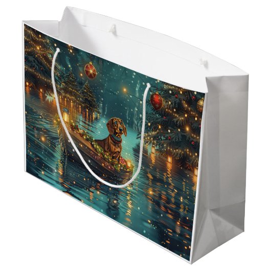 Teckel Kerst Feestelijke reis Groot Cadeauzakje (Achterkant Gekanteld)