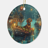 Teckel Kerst Feestelijke reis Keramisch Ornament (Links)