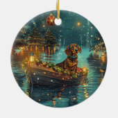 Teckel Kerst Feestelijke reis Keramisch Ornament (Achterkant)