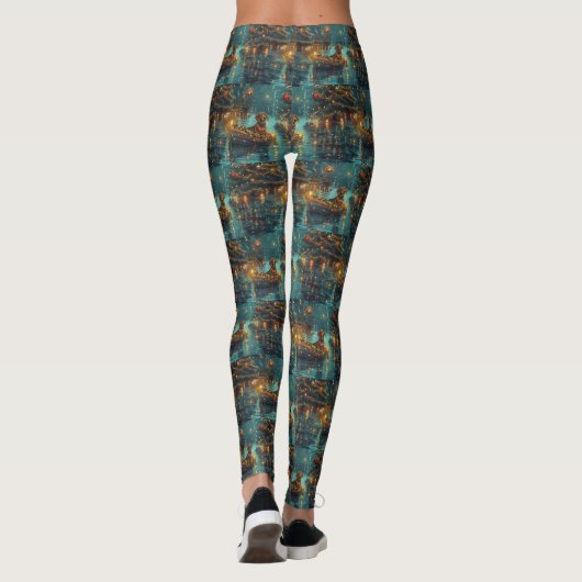 Teckel Kerst Feestelijke reis Leggings (Achterkant)
