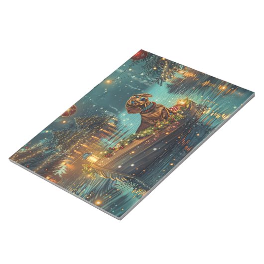 Teckel Kerst Feestelijke reis Notitieblok (Schuin)