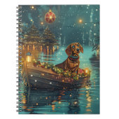 Teckel Kerst Feestelijke reis Notitieboek (Voorkant)