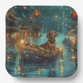 Teckel Kerst Feestelijke reis Papieren Bordje (Voorkant)