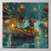Teckel Kerst Feestelijke reis Poster (Voorkant)