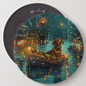 Teckel Kerst Feestelijke reis Ronde Button 6,0 Cm (Voorkant /achterkant)