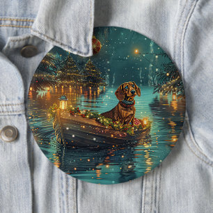 Teckel Kerst Feestelijke reis Ronde Button 6,0 Cm