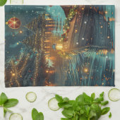 Teckel Kerst Feestelijke reis Theedoek (Gevouwen)