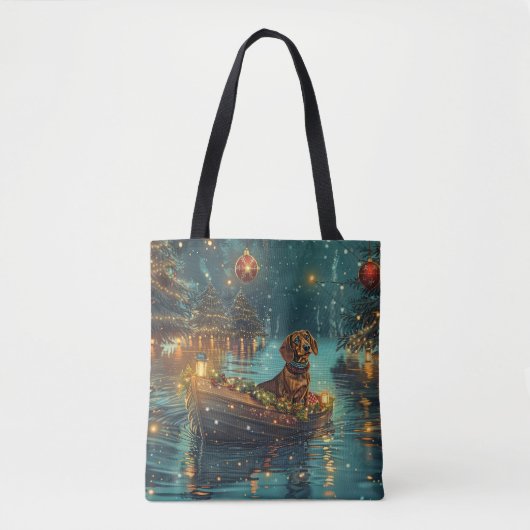 Teckel Kerst Feestelijke reis Tote Bag (Voorkant)