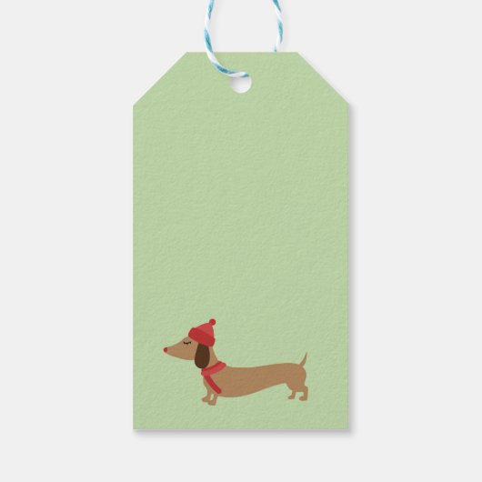 Teckel Kerst Groene Gift Labels met String Cadeaulabel (Achterkant)