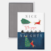 Teckel Kerst Hond Rode Trui Leuk & stout Magneet (Voorkant / Achterkant)