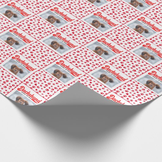 Teckel Kerst Puppy Afbeelding Funny Weenie Dog Cadeaupapier (Hoek)