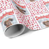 Teckel Kerst Puppy Afbeelding Funny Weenie Dog Cadeaupapier (Rol Hoek)