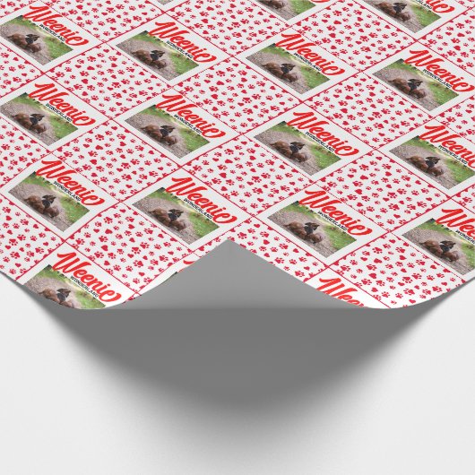 Teckel Kerst Puppy Afbeelding Funny Weenie Dog Cadeaupapier (Hoek)