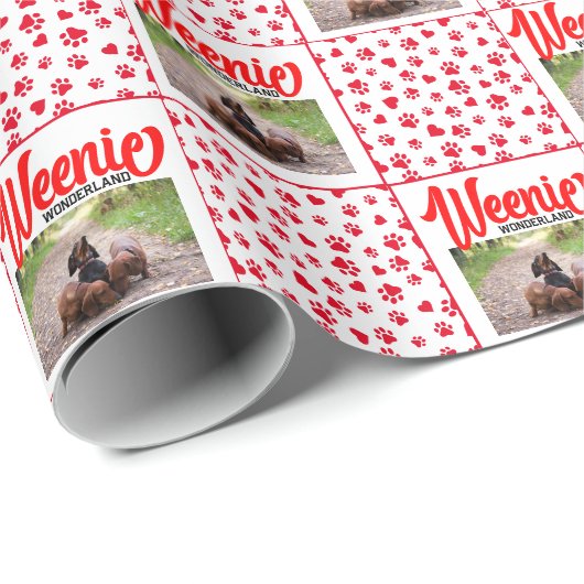 Teckel Kerst Puppy Afbeelding Funny Weenie Dog Cadeaupapier (Rol Hoek)