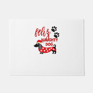 Teckel Kerst Shirt _ Funny Feliz Naughty Do Deurmat