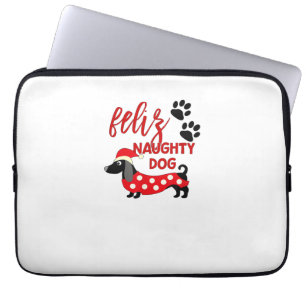 Teckel Kerst Shirt _ Funny Feliz Naughty Do Laptop Sleeve