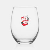 Teckel Kerst Shirt _ Funny Feliz Naughty Do Wijnglas Zonder Voet (Voorkant)