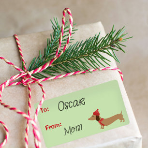 Teckel Kerst Sticky Gift Labels Labels