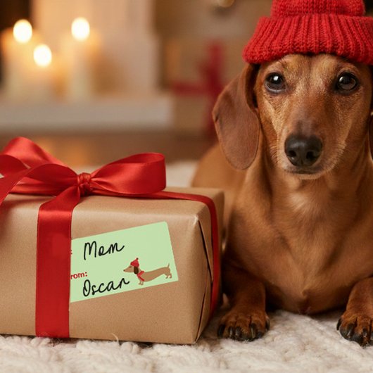 Teckel Kerst Sticky Gift Labels Labels