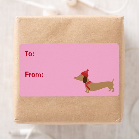 Teckel Kerst Sticky Gift Labels Labels (Insitu)