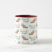 Teckel Kerst Vrolijk & Bright Wiener Dog Mok (Midden)