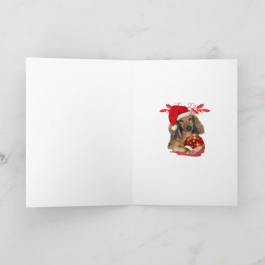 Teckel Kerst Wenskaarten Feestdagen Kaart (Binnen)