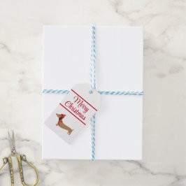 Teckel Kerst Witte Gift Labels met String Cadeaulabel