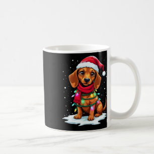 Teckel Kerstboom Schattige Santa Hat Lights XMA Koffiemok