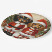Teckel Kerstfeest Papier Borden Papieren Bordje (Gekanteld)