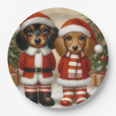 Teckel Kerstfeest Papier Borden Papieren Bordje (Voorkant)