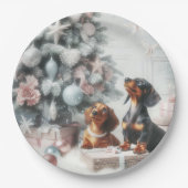 Teckel Kerstfeest Papier Borden Papieren Bordje (Voorkant)