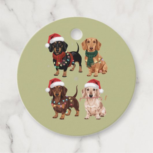 Teckel Kersthond Mama Lover Kerstcadeau Bedankjes Labels (Voorkant)