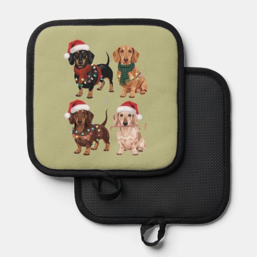 Teckel Kersthond Mama Lover Kerstcadeau Pannenlap (Voorkant / Achterkant)