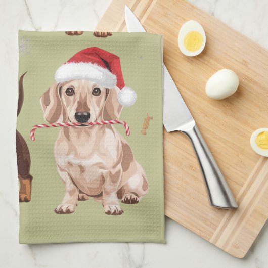 Teckel Kersthond Mama Lover Kerstcadeau Theedoek (Quarter Fold)