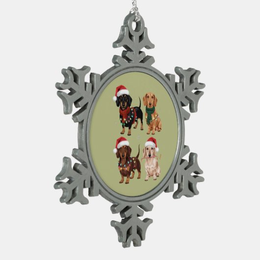 Teckel Kersthond Mama Lover Kerstcadeau Tin Sneeuwvlok Ornament (Links)