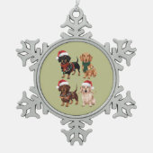 Teckel Kersthond Mama Lover Kerstcadeau Tin Sneeuwvlok Ornament (Voorkant)