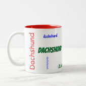 Teckel kerstkleur lettertype tweekleurige koffiemok (Links)