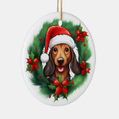 Teckel Kerstkrans Keramisch Ornament (Rechts)