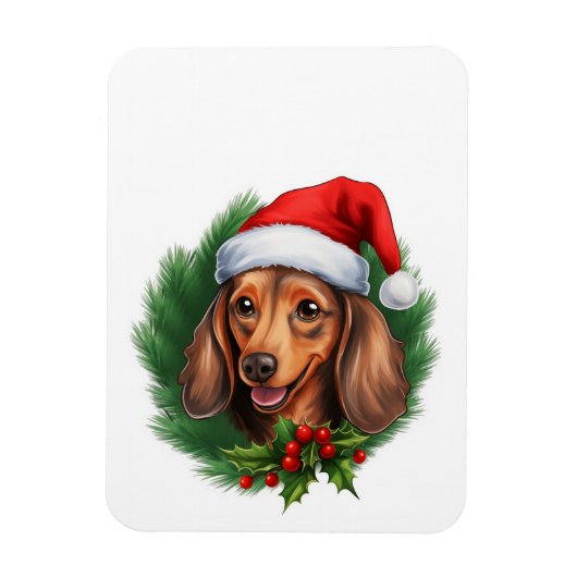Teckel Kerstkrans Magneet (Verticaal)