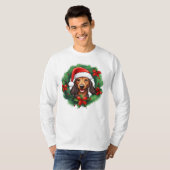 Teckel Kerstkrans T-shirt (Voorkant volledig)