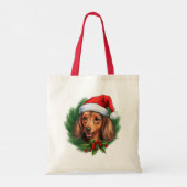 Teckel Kerstkrans Tote Bag (Achterkant)