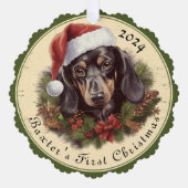 Teckel Kerstpapier Ornament Kaart (Voorkant)