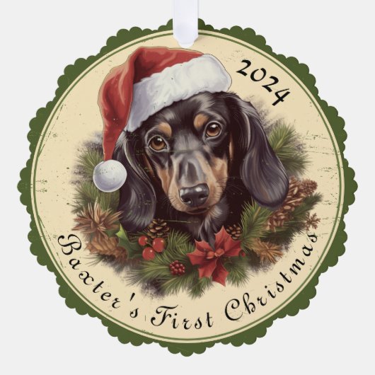 Teckel Kerstpapier Ornament Kaart (Voorkant)