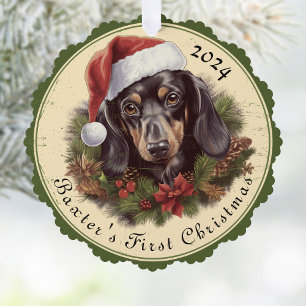 Teckel Kerstpapier Ornament Kaart