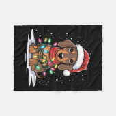Teckel Kerstverlichting Santa Hat Hondenliefhebber Fleece Deken (Voorkant (Horizontaal))