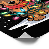 Teckel Kerstverlichting Santa Hat Hondenliefhebber Poster (Hoek)