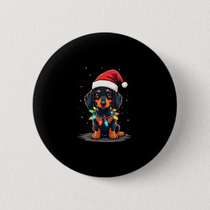 Teckel Kerstverlichting Santa Hat Xmas Dog Love Ronde Button 5,7 Cm